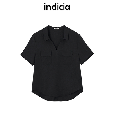 indicia标记商场同款25夏新款醋酸V领衬衫宽松上衣F2B5SY170N
