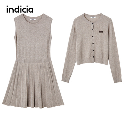 indicia标记商场同款25春新款气质简约针织连衣裙套装 F2A5TZ009C