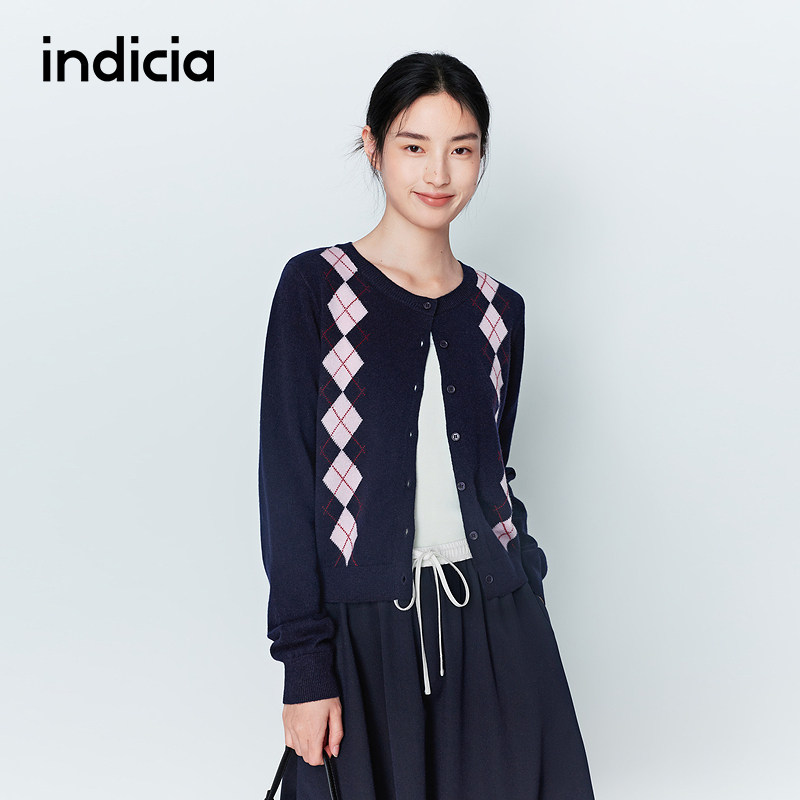 indicia标记商场同款26春季新款女装羊毛针织衫开衫L2A6KS009