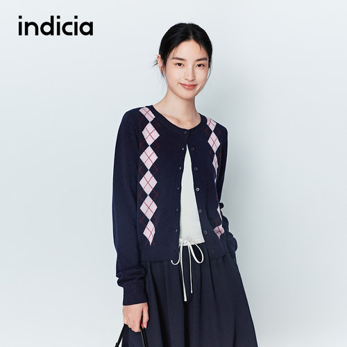 indicia标记商场同款26春季新款女装羊毛针织衫开衫L2A6KS009