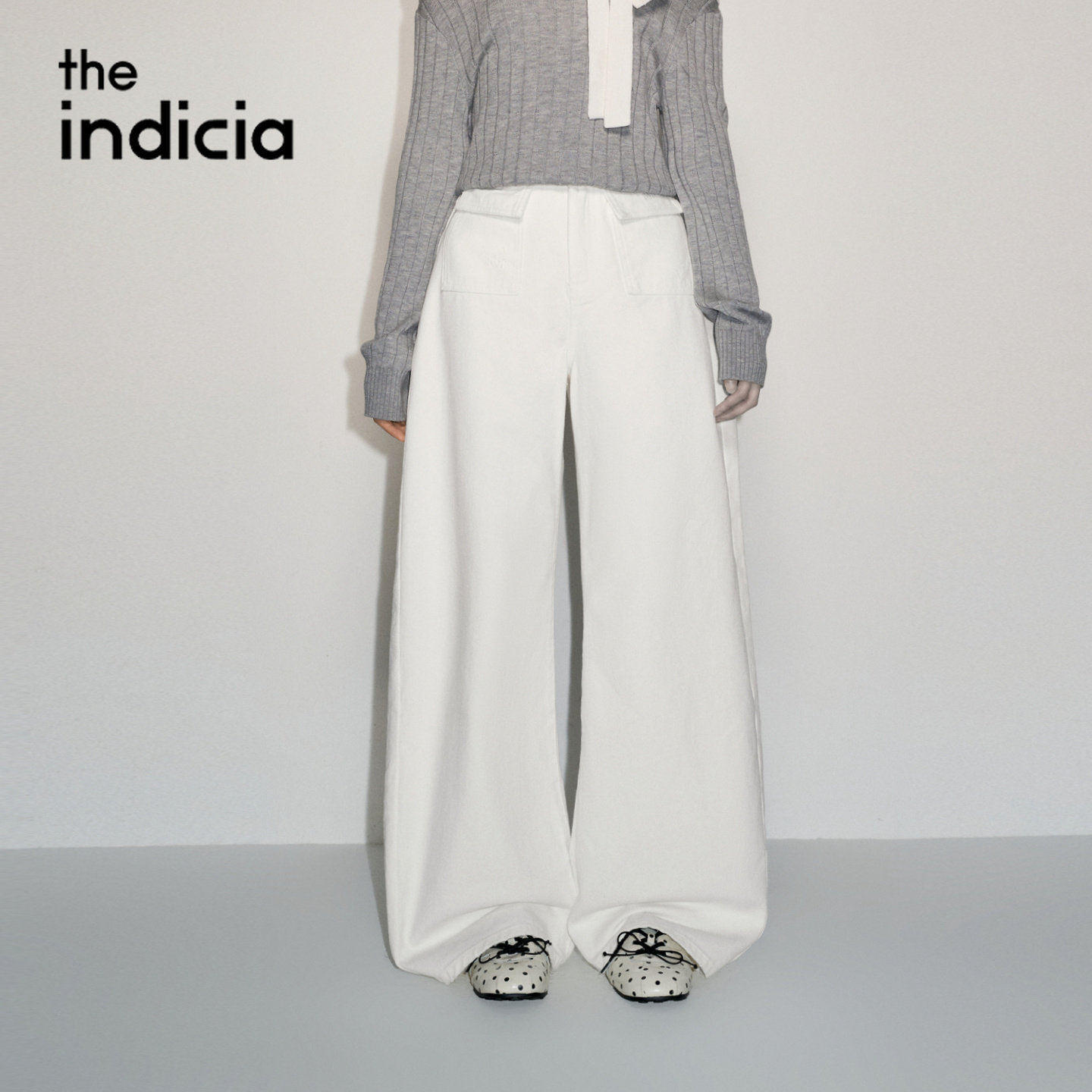 indicia标记商场同款2026秋季新款女装白色牛仔裤L2C6NK213Z