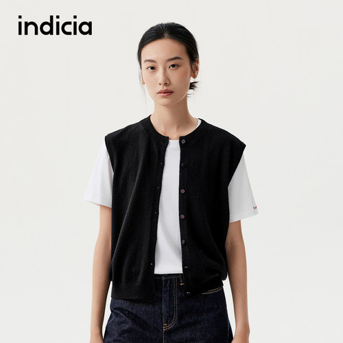 indicia标记商场同款25秋新款复古休闲短袖上衣两件套F2C5MS413C