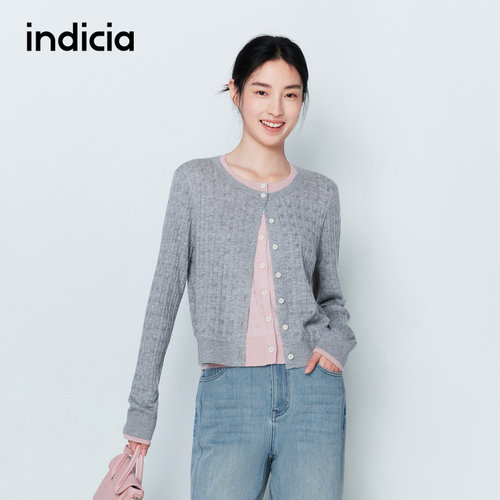 indicia标记商场同款26春季新款女装假两件针织衫开衫L2A6KS023