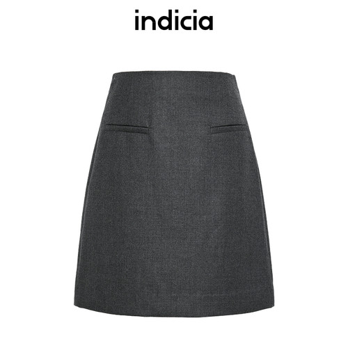 indicia标记商场同款春秋女装绵羊毛半身裙灰色A字短裙F2D4QZ795N