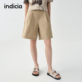 indicia标记商场同款 F2B5DK198N 25夏新款 纯棉简约休闲浅色短裤
