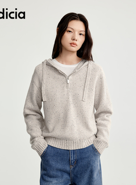 indicia标记25秋新款芝麻团温柔米色半拉链连帽毛衫L2C5MS162