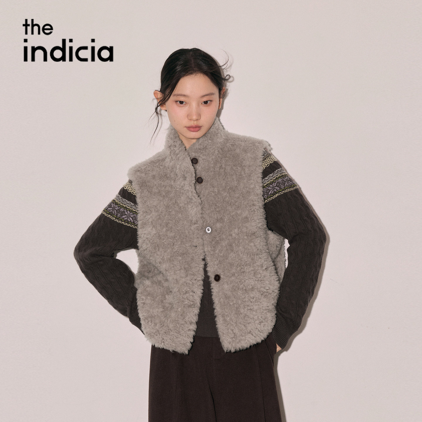 indicia标记商场同款2026冬季女装羊毛皮草马甲外套L2D6PC364Y