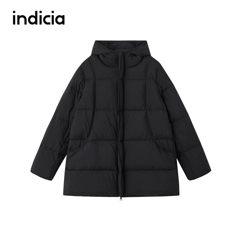 indicia标记商场同款2026冬季新款女装黑色羽绒服女短款外套