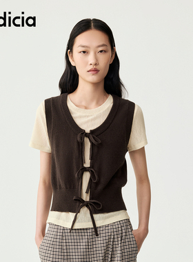 indicia标记商场同款25秋新款绵羊毛针织背心度假风F2C5BX405C