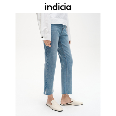indicia标记商场同款开叉时尚牛仔裤休闲长裤春秋女装F2C4NK422F