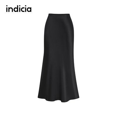 indicia标记商场同款长款修身醋酸光泽缎面半身裙垂感F2D4QZ734F