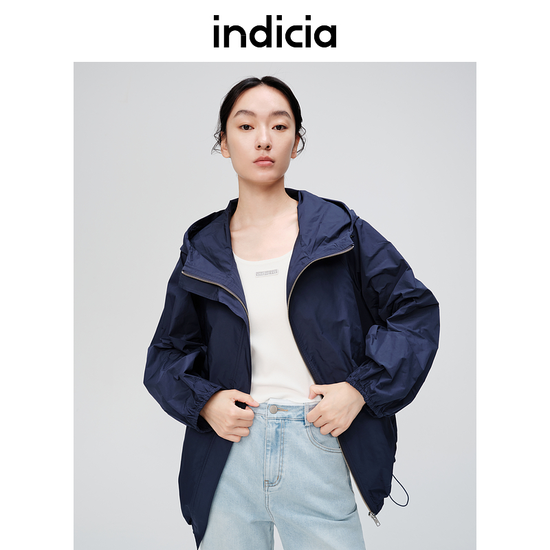 indicia标记商场同款2024夏季新款藏青外套连帽休闲女6B406WT311C