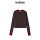 毛衣女装 indicia标记商场同款 羊绒羊毛慵懒撞色针织衫 F2C4MS837F