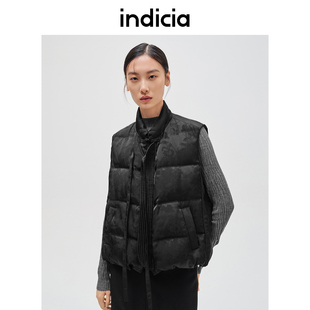 F2D4MJ667C 女装 indicia标记商场新中式 立领提花羽绒马甲外套冬季