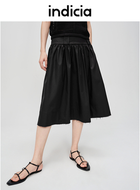 indicia标记商场同款女装夏款黑色a字显瘦半身裙短裙6B405QZ261F