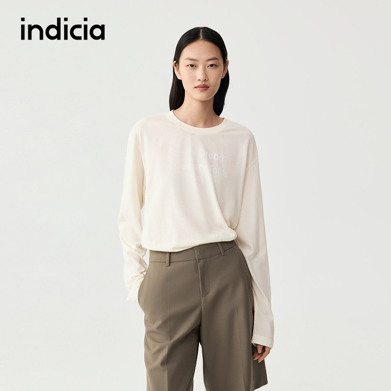 indicia标记商场同款25秋新款水洗百搭纯色长袖T恤内搭F2C5TX288F,女装/女士精品,T恤,淘宝优惠券,粉丝福利购,淘宝优惠卷
