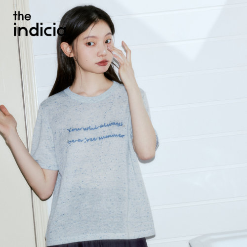 indicia标记商场同款2026夏季新款女装灰蓝色T恤针织衫L2B6TX066