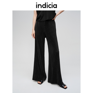 indicia标记商场同款黑色阔腿裤休闲裤长裤子夏季女装6B406KZ357C