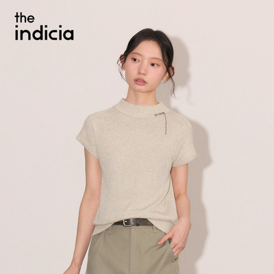 indicia标记商场同款2026秋季女装杏色针织衫短袖上衣L2C6ZZ226Z