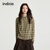 indicia标记25秋新款 L2C5CS148 格纹衬衫 复古港风棉麻经典 长袖