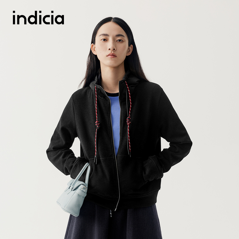 indicia标记商场同款25冬季新款女装卫衣短款连帽外套F2D5WT506N