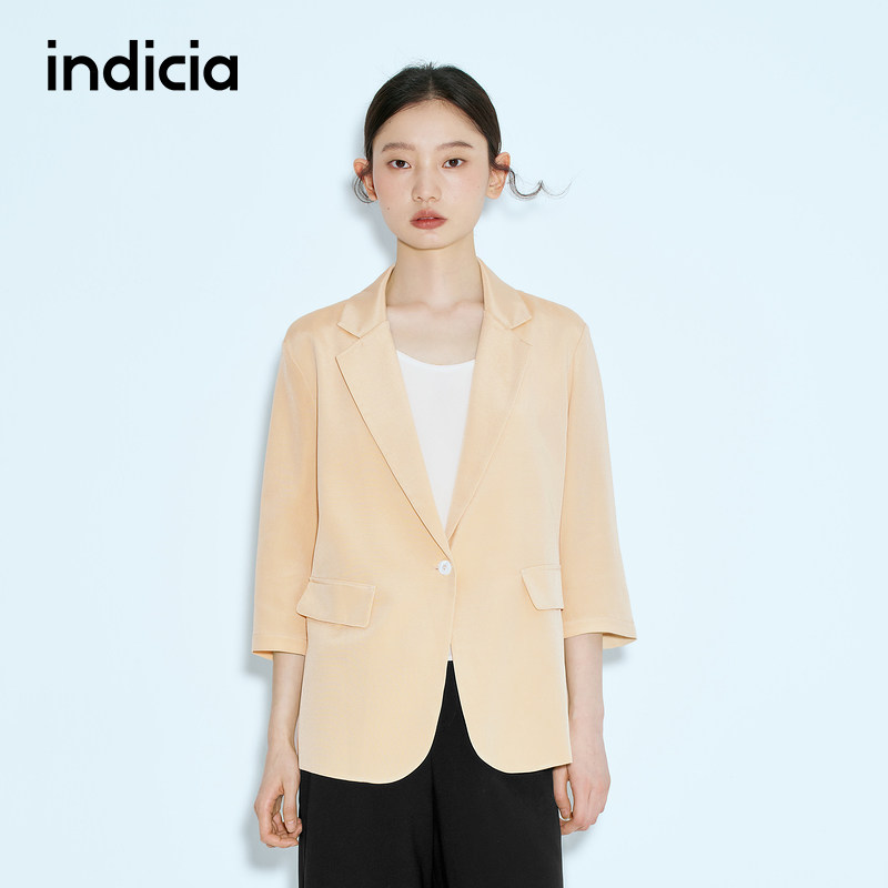 indicia标记商场同款春秋纯色薄款西装休闲外套上衣女6B404XZ196C