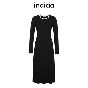 拼色连衣裙黑色裙子6A403LQ182C 新款 indicia标记商场同款 2024春季