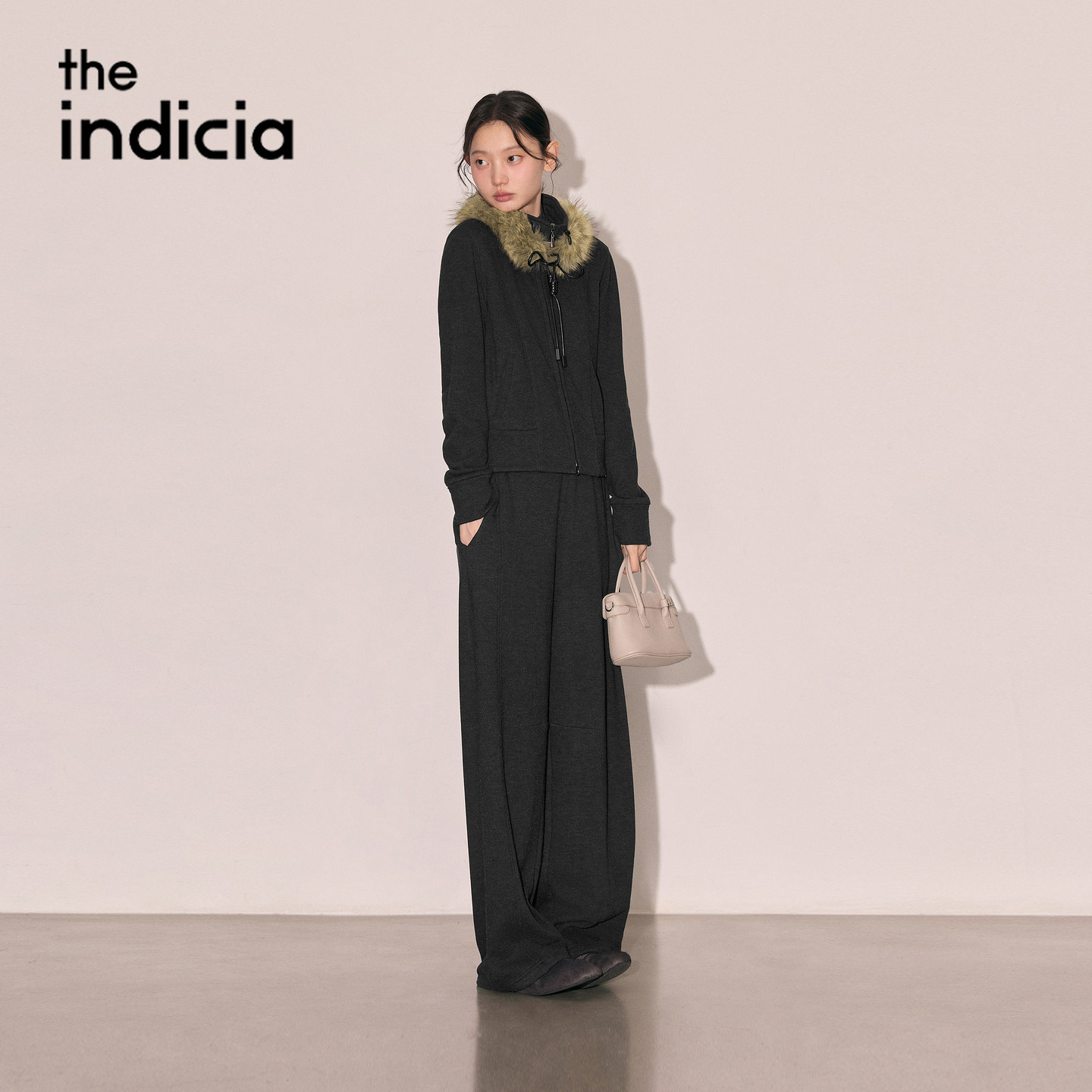 indicia标记两件套黑色外套裤子套装2026冬季新款女装L2D6TZ284Z