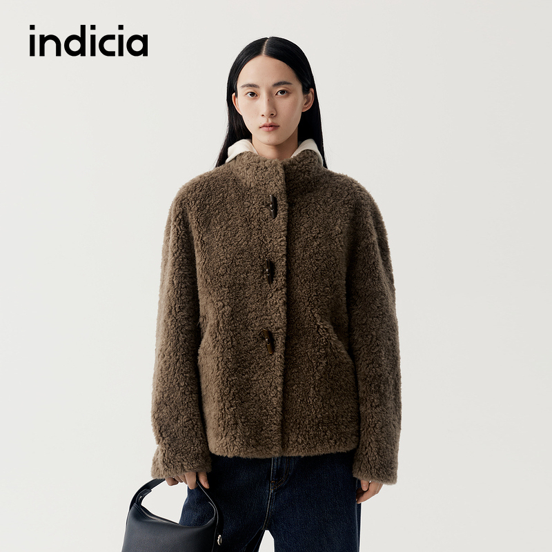 indicia标记商场同款25冬季女装羊羔绒绵羊毛皮草外套F2D5PC549N