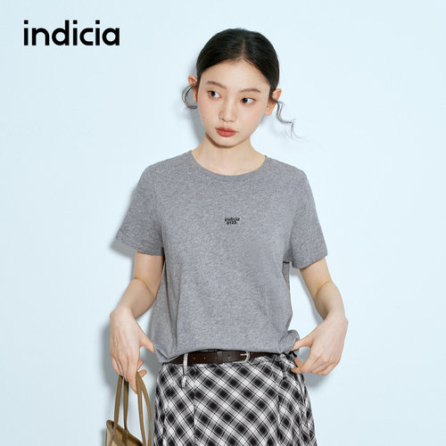 indicia标记商场同款2026夏季新款女装灰色T恤上衣F2B5TX260G