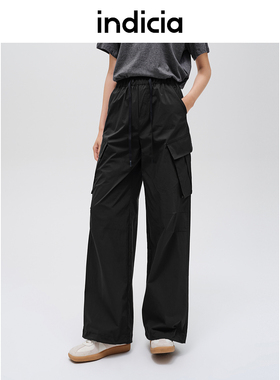 indicia标记商场同款夏季黑色休闲裤女长裤百搭裤子6B406KZ403N