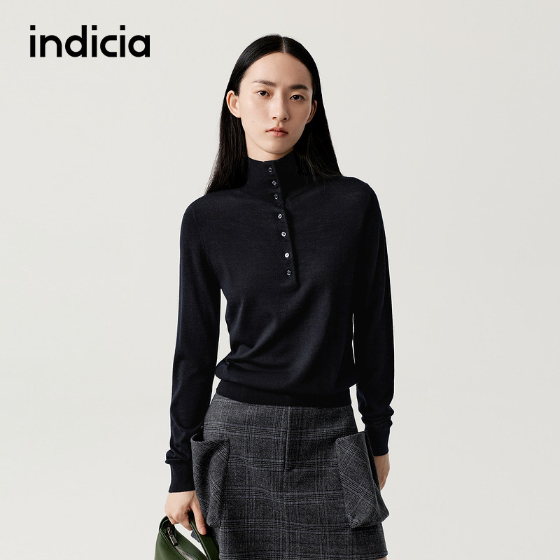 indicia标记商场同款25冬新款女装羊毛针织衫高领打底F2D5DD537F