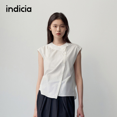 indicia标记商场同款2026夏季新款女装衬衫棉白色小衫上衣