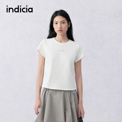 indicia标记商场同款2026夏季新款女装白色T恤上衣F2B6TX166C