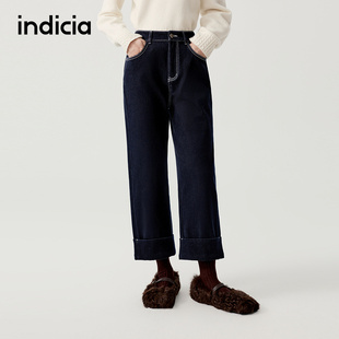 indicia标记商场同款2025秋冬新款女装直筒裤子牛仔裤F2D5NK535C