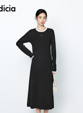 indicia标记商场同款2024春季新款拼色连衣裙黑色裙子6A403LQ182C