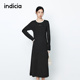 新款 indicia标记商场同款 2024春季 拼色连衣裙黑色裙子6A403LQ182C