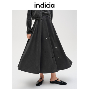 饰休闲半身裙女F2C4QZ479C 立体装 indicia标记商场同款 24年秋新款