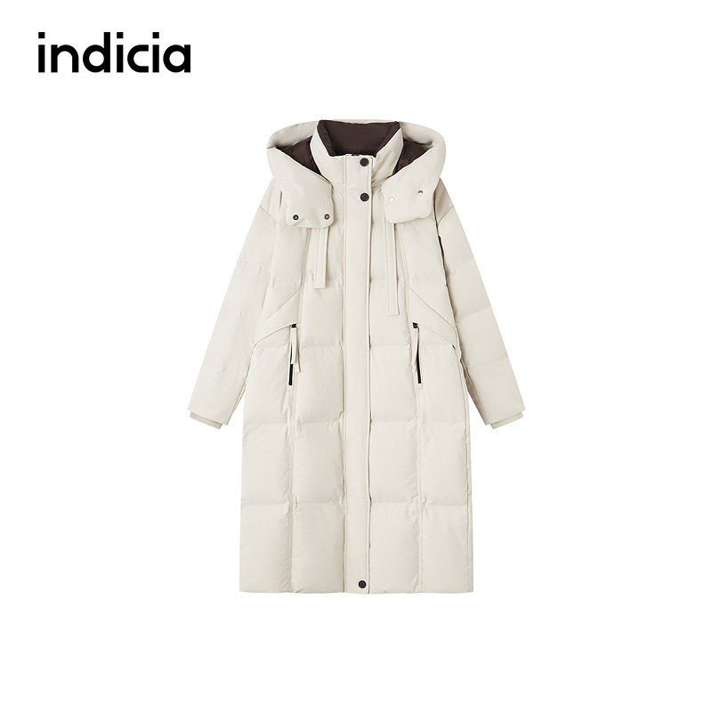 indicia标记商场同款米白色长款羽绒服女外套冬季女装F2D5YR644N
