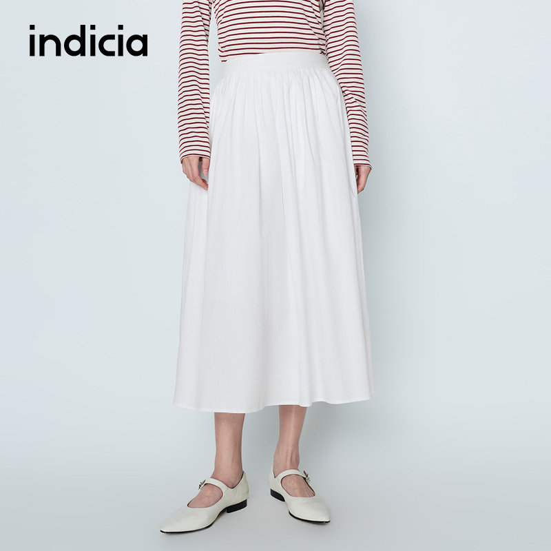 indicia标记商场同款26春季新款女装半身裙白色A字裙子L2A6QZ026