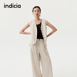 indicia标记商场同款25夏新款老钱风简约亚麻套装F2B5TZ304C