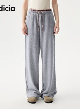 indicia标记25冬新款双腰头香蕉卫裤弯刀裤拼接格纹L2D5KZ255