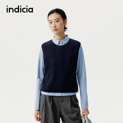 indicia标记商场同款25秋新款麻花针织老钱风叠穿背心F2C5BX388C