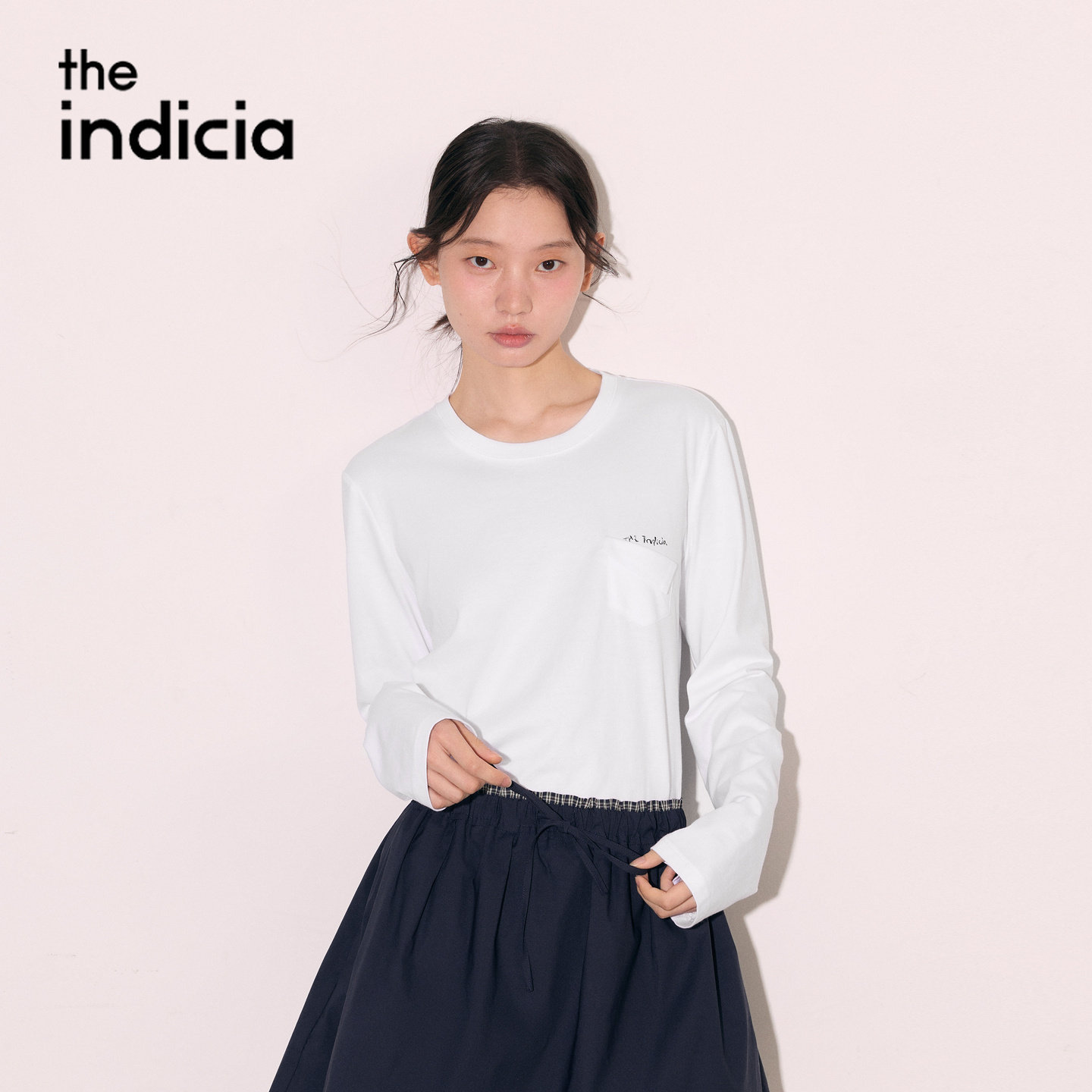 indicia标记商场同款2026秋季新款女装白色纯棉T恤上衣L2C6TX250Y