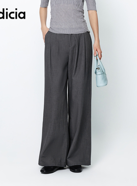 indicia标记商场同款25春秋撞色腰头直筒垂感西装裤F2A5KZ055N-1