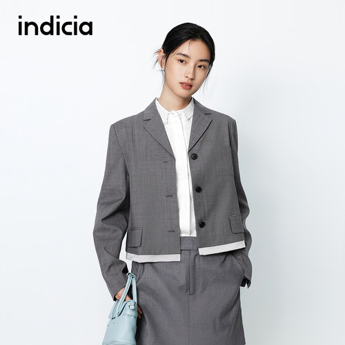 indicia标记商场同款春秋女装短款西服外套宽松简约女F2A5XZ049F