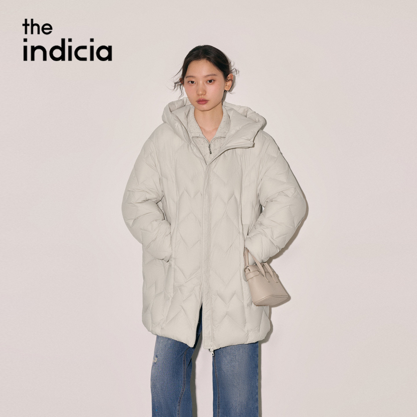 indicia标记商场同款2026冬季新款女装米色羽绒服外套L2D6YR324Z