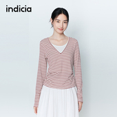 新款 女装 红白条纹假两件针织衫 indicia标记26春季 长袖 L2A6ZZ025