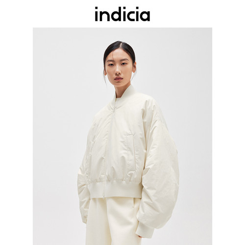 indicia标记商场女装冬款休闲简约短款棒球服羽绒外套F2D4YR698F