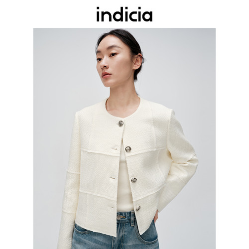 indicia标记商场同款小香风外套圆领上衣女春秋季女装6A403WT175N